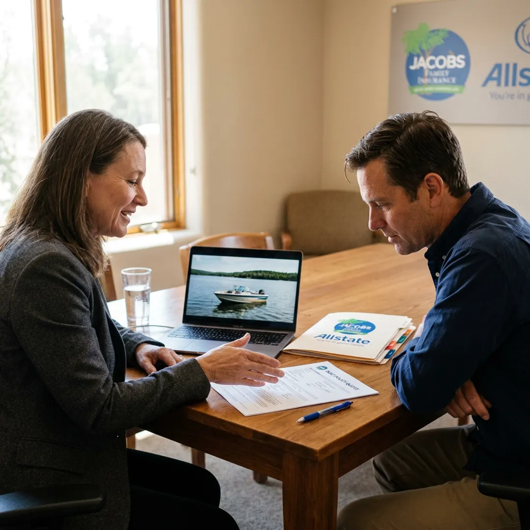 Insurance advisor reviewing boat coverage with client