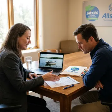 Insurance advisor reviewing boat coverage with client