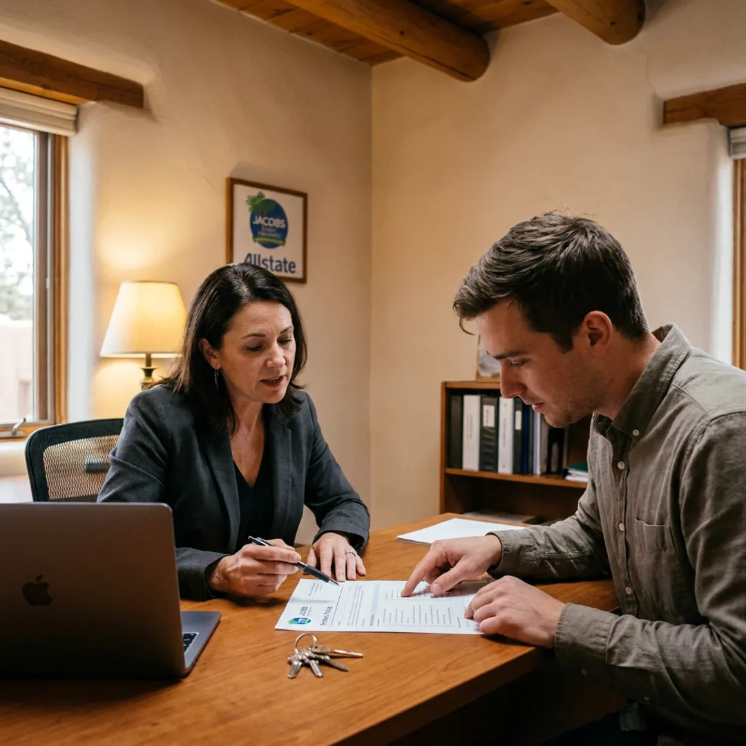 Insurance agent reviewing renters coverage options