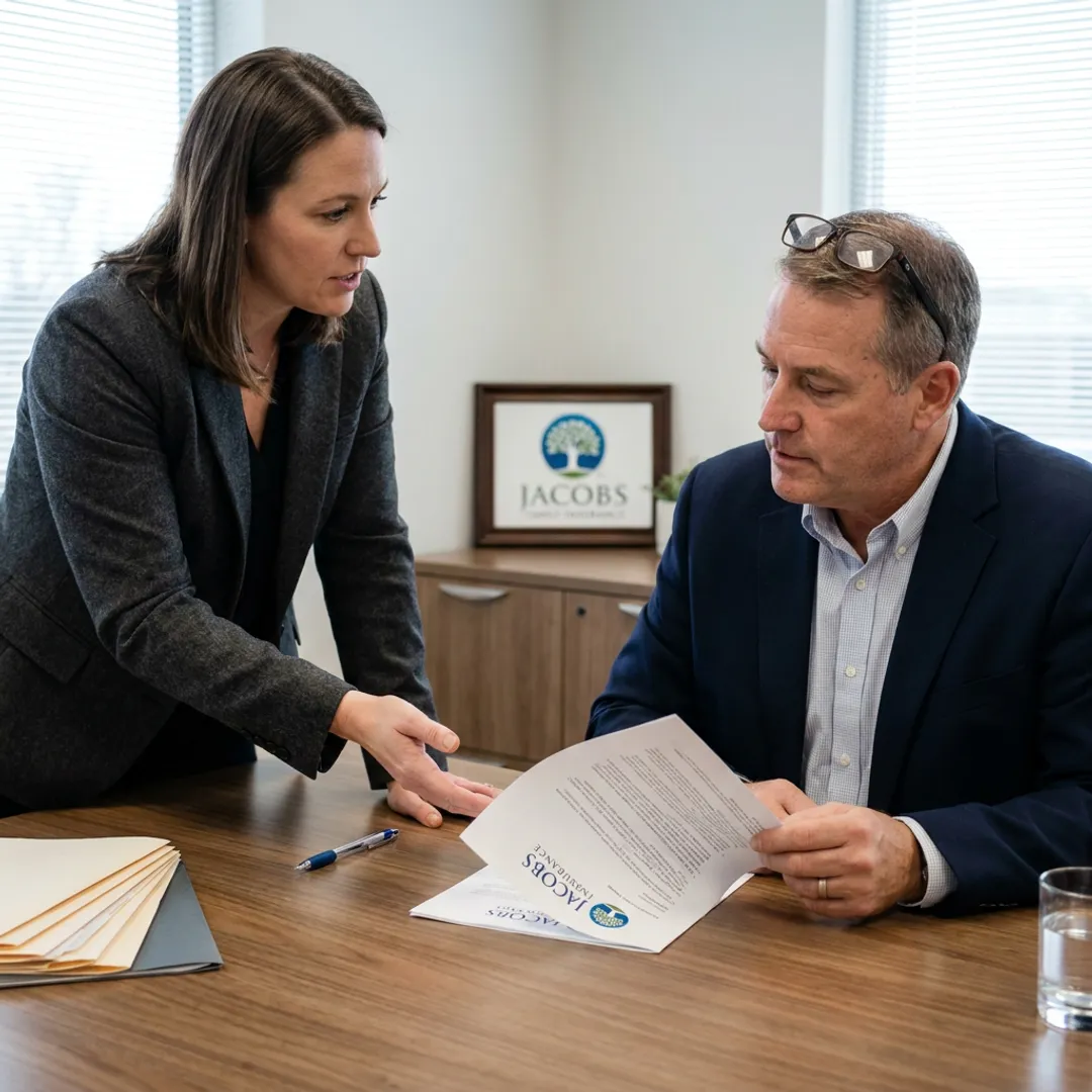 Insurance advisor reviewing professional liability coverage