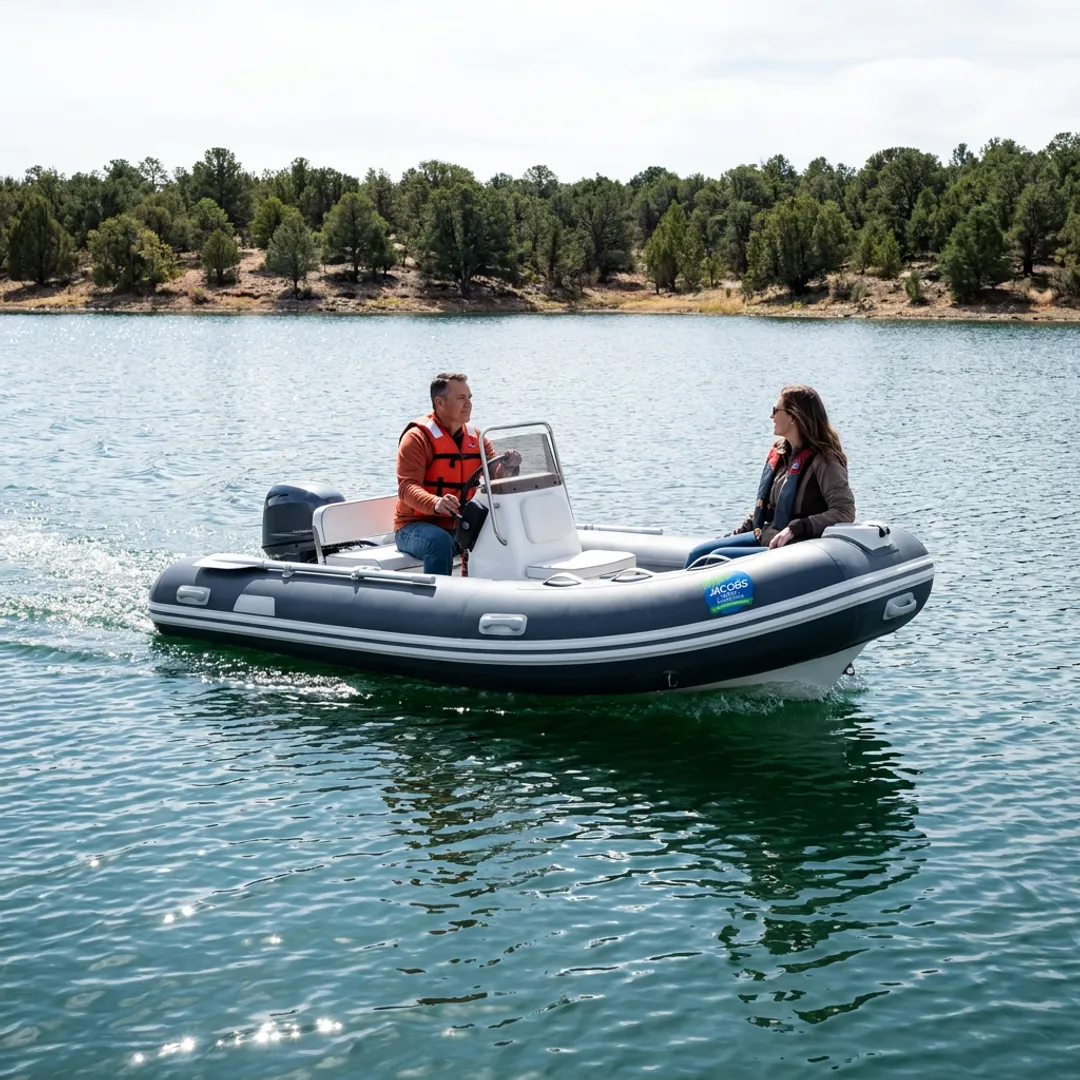 Rigid inflatable boat on calm water