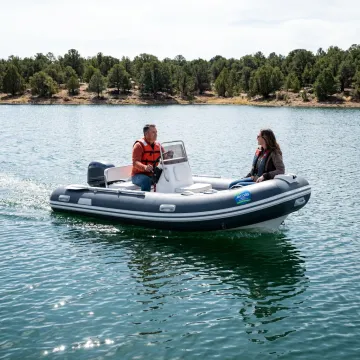 Rigid inflatable boat on calm water