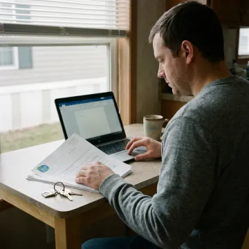 Mobile home renter reviewing insurance policy