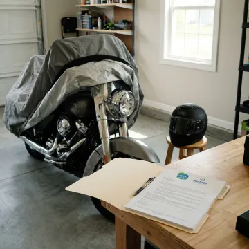 Stored motorcycle protected by insurance coverage