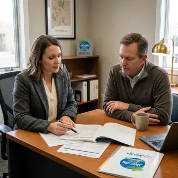 Insurance advisor reviewing homeowners quote with a client
