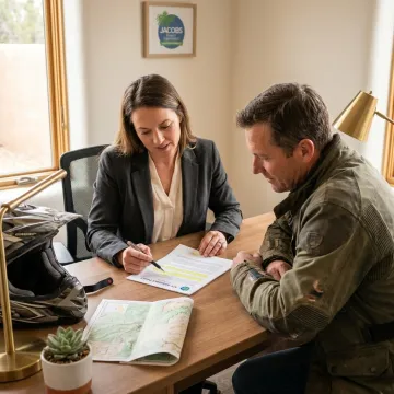 Insurance agent reviewing ATV coverage