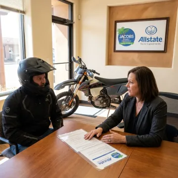 Agent reviewing dirt bike insurance options