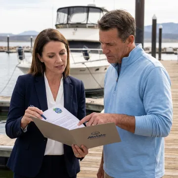 Boat owner reviewing yacht insurance