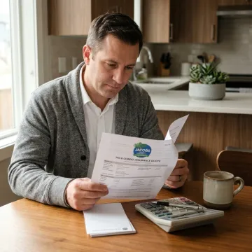 Condo owner reviewing insurance costs