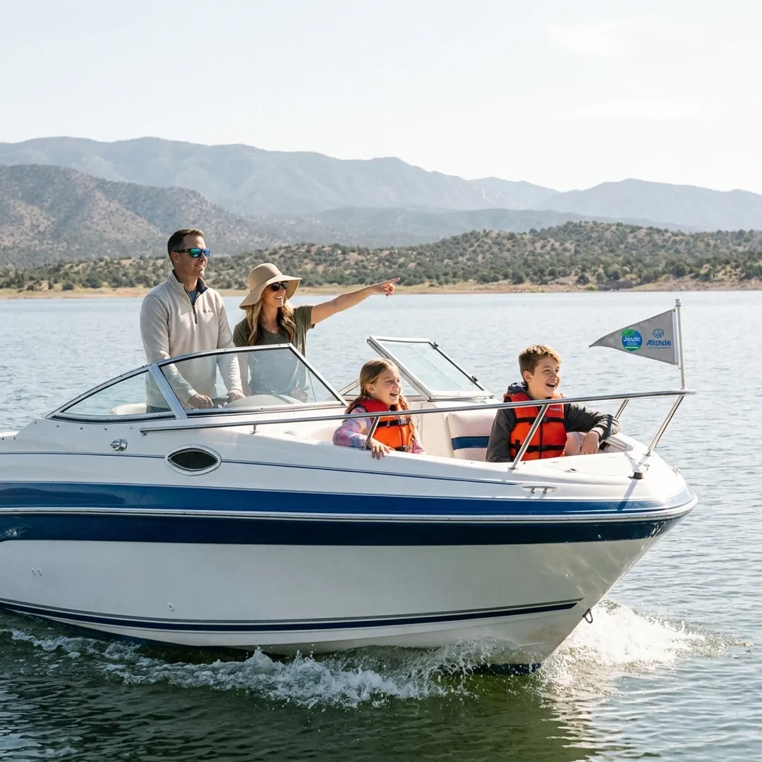 Boat cruising on a New Mexico lake
