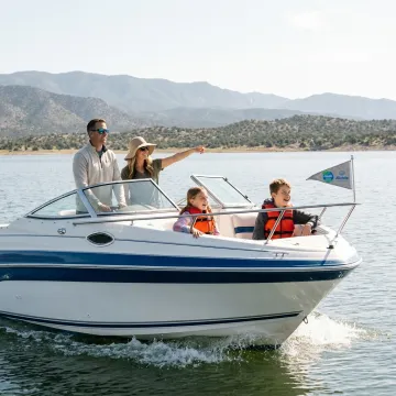 Boat cruising on a New Mexico lake