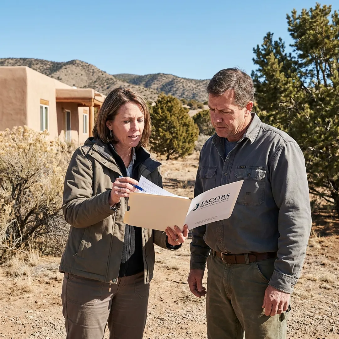 Insurance advisor reviewing wildfire coverage with homeowner