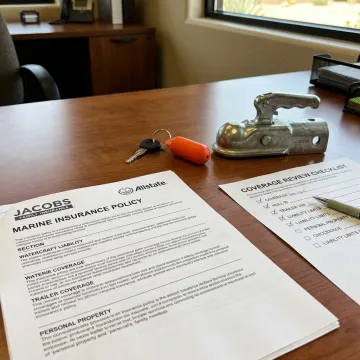 Agent reviewing boat towing insurance documents