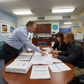 Insurance advisor reviewing condo association quote documents
