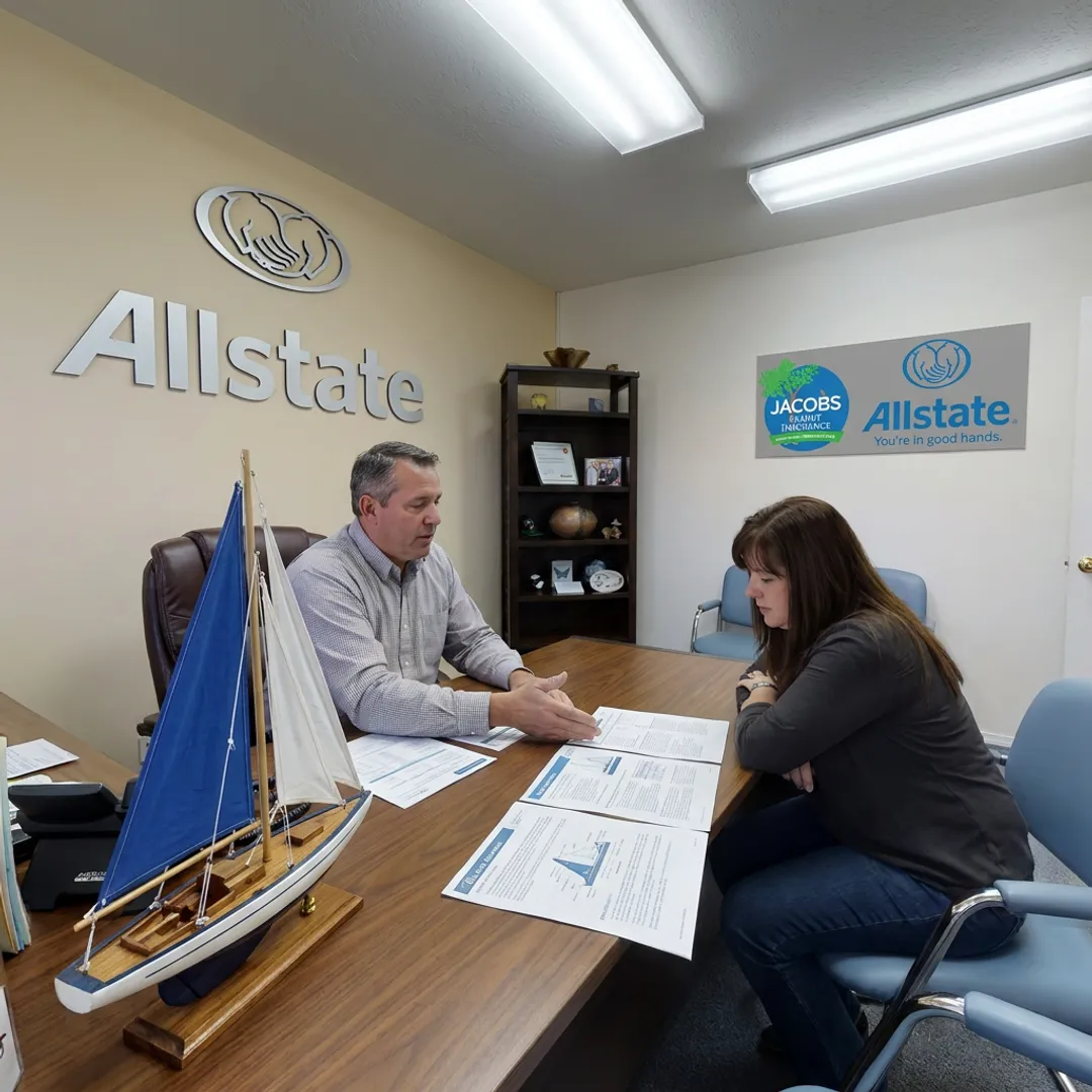 Insurance agent reviewing boat coverage with client