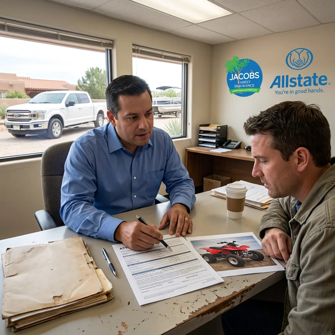 Agent reviewing ATV insurance documents
