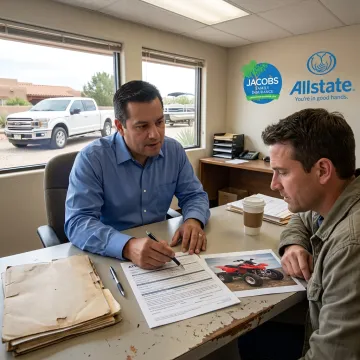 Agent reviewing ATV insurance documents