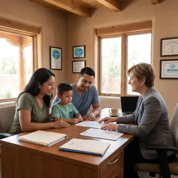 Insurance agent reviewing policy options with clients