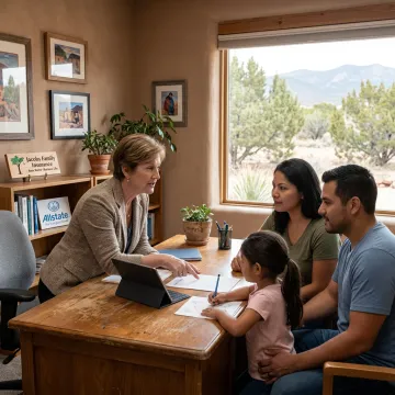 Insurance agent helping a family review coverage options