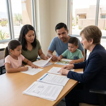 Insurance advisor reviewing coverage options with a Las Cruces family