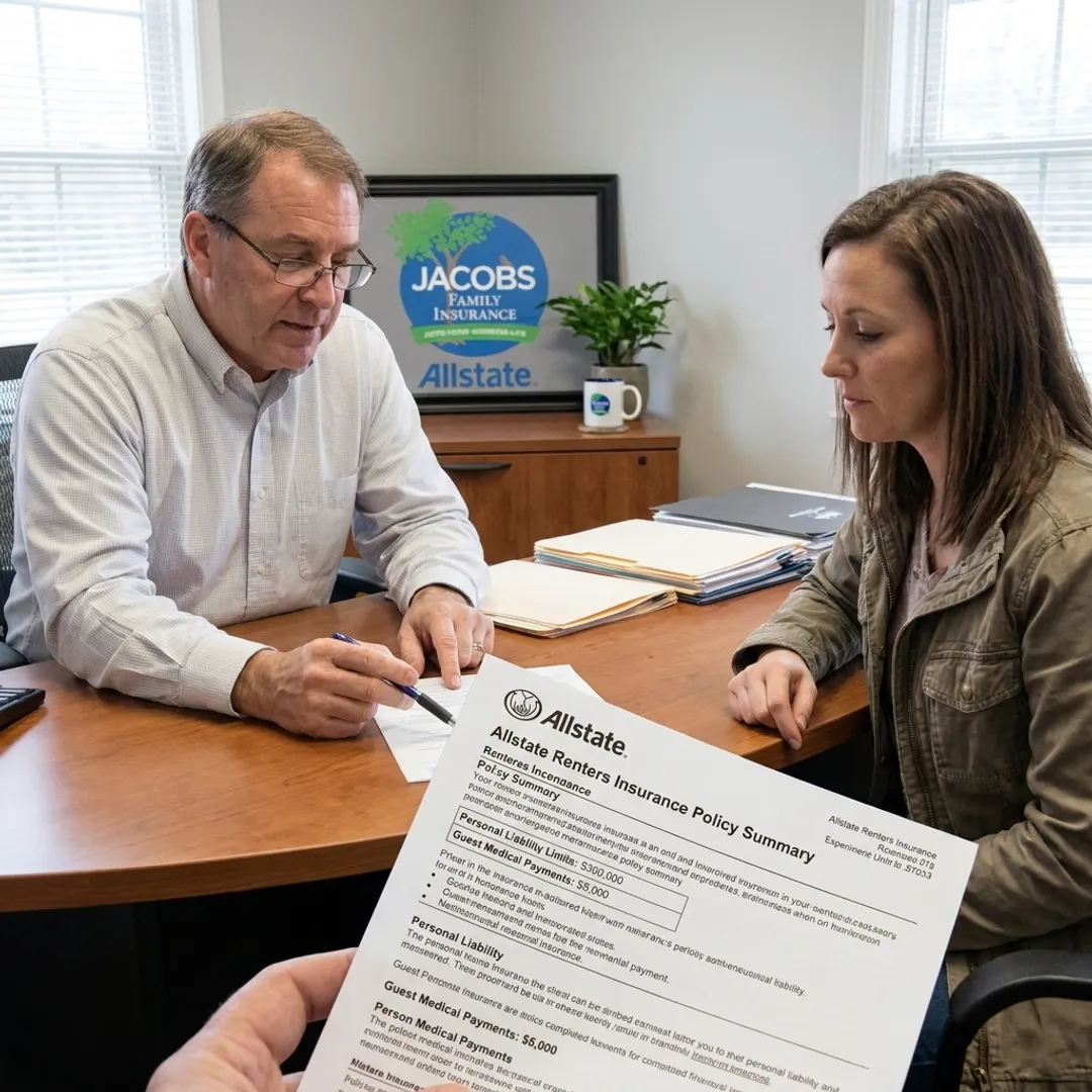 Insurance agent explaining renters liability protection