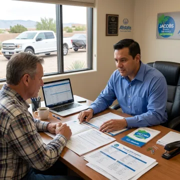Agent reviewing boat insurance options