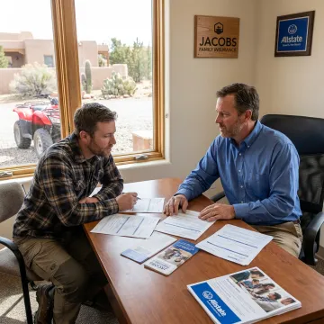 Insurance agent reviewing ATV coverage