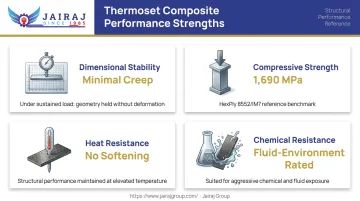 Thermoset composite key performance properties with structural application suitability icons