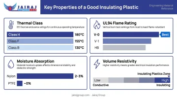 Four key electrical insulation plastic properties dielectric strength thermal class flame rating moisture