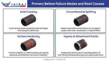 Four suspension bellow failure modes causes and specification error root causes diagram
