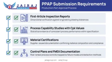 PPAP documentation submission process four key components checklist infographic