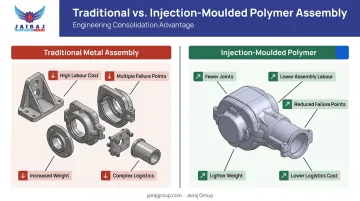 Injection moulding part consolidation benefits reducing assembly joints failure points and costs