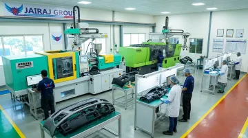 Jairaj Group precision injection moulding facility with PLC-controlled machinery producing automotive components