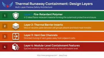 Four-layer thermal runaway containment strategy for battery module holder design