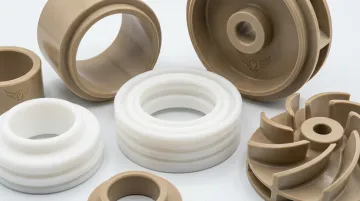 Precision PEEK and UHMWPE plastic bearing components manufactured for naval propulsion systems
