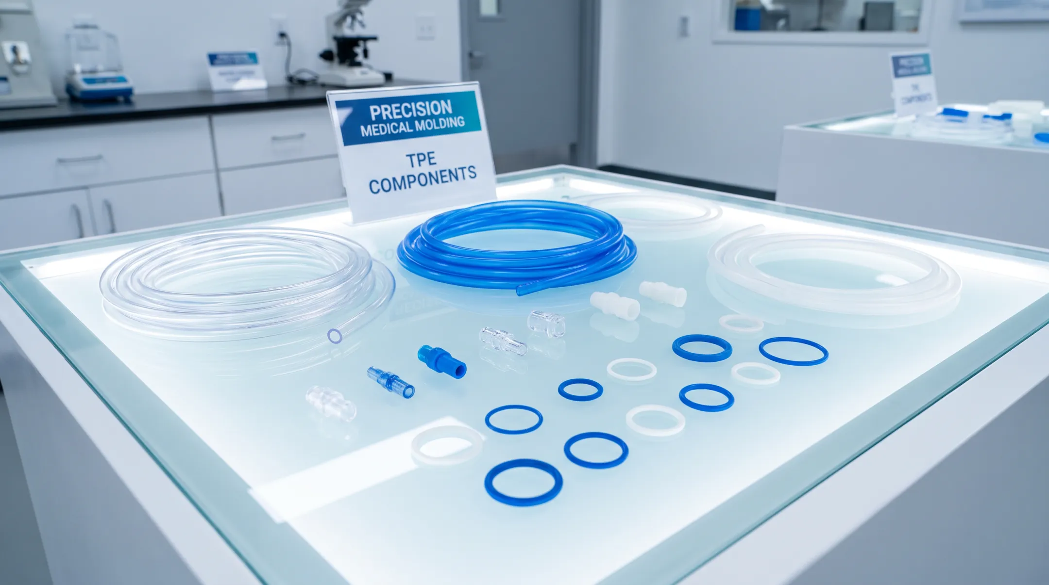 Precision injection molded TPE medical tubing and connector components
