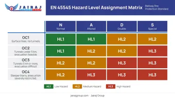 EN 45545 hazard level classification matrix operation category and design type