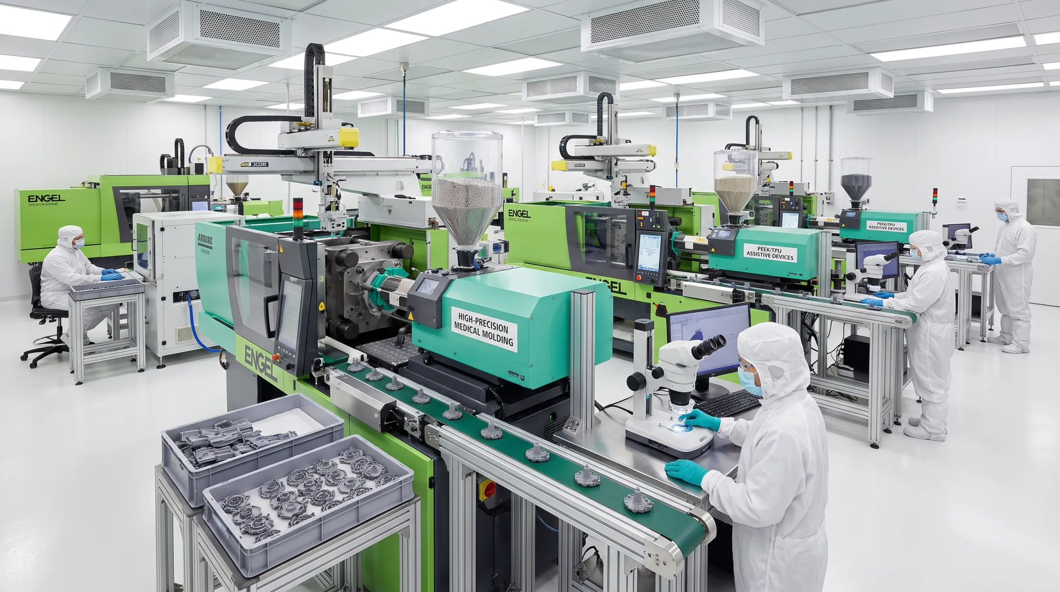 Insert overmolding production line for wearable medical device components