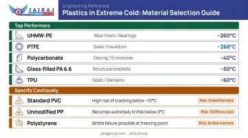 Cold-weather plastic material selection guide ranking top performers and caution materials