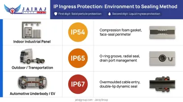 IP ingress protection rating comparison table for DC-DC converter housing applications