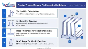 Fin and rib geometry design rules for DC-DC converter housing heat dissipation