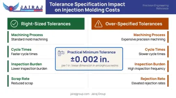 Tolerance specification impact on injection molding cost and scrap rate comparison