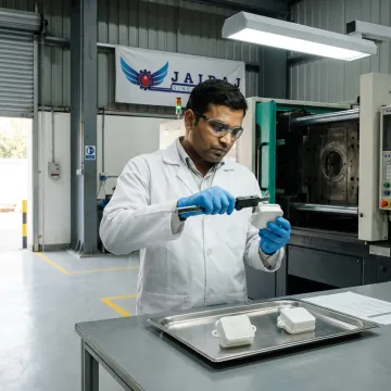 Technician inspecting moulded sensor housings