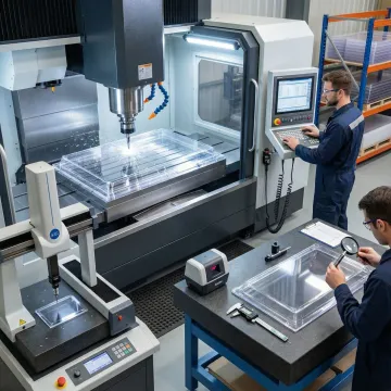 Precision CNC machining of plastic railroad skylight components in manufacturing facility