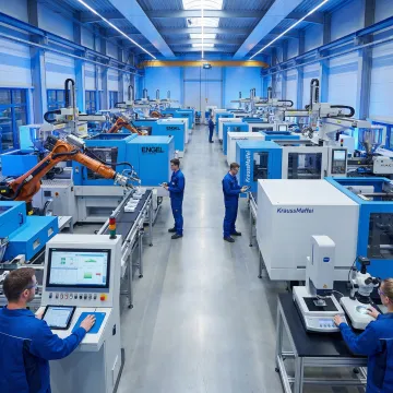 Modern plastic injection moulding facility with automated machinery in Faridabad