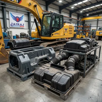 Heavy-duty plastic parts for construction equipment