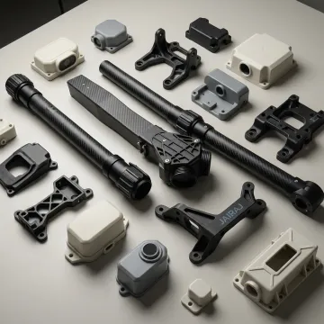 Lightweight plastic UAV parts and enclosures for drones