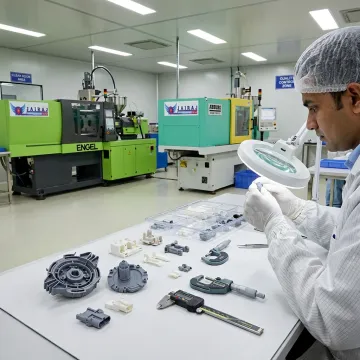 Medical plastic components under quality inspection