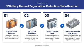 Four-step EV battery thermal degradation reduction chain reaction process flow