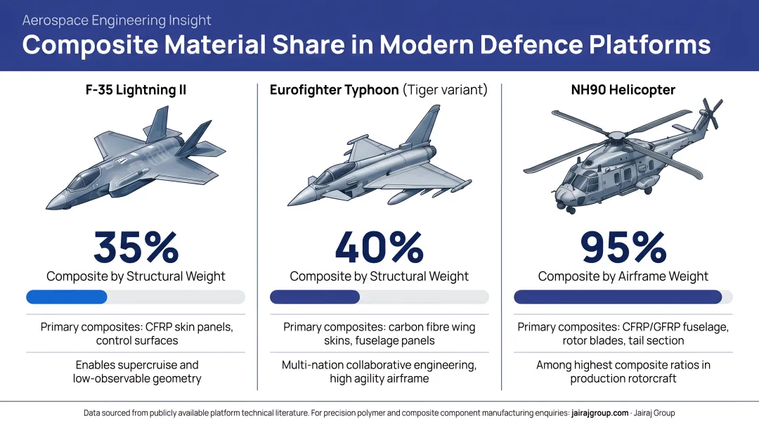 Defence platform composite material share comparison F-35 Tiger NH90 helicopter